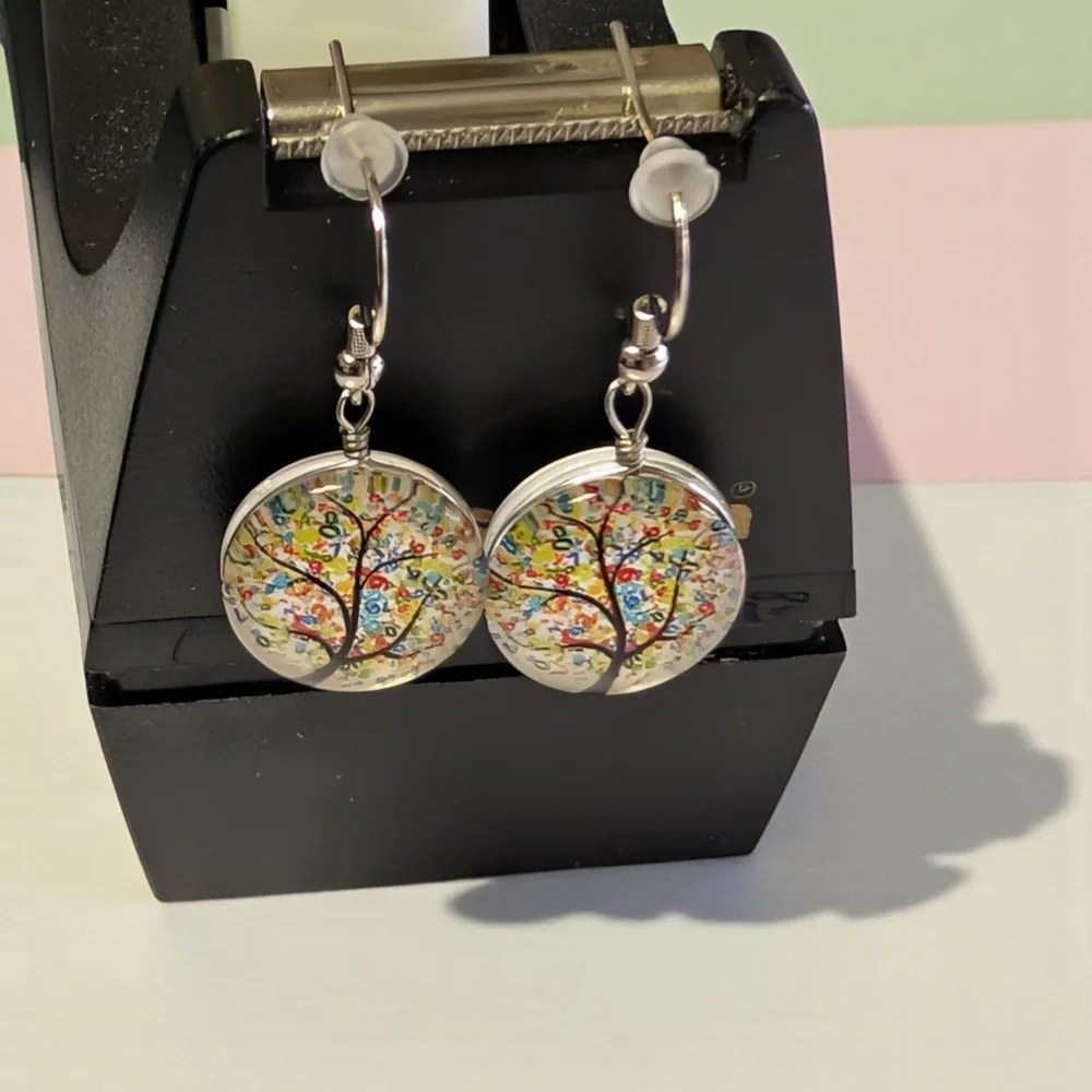 Fashion Jewelry Colorful Tree Design Drop Earrings (New)